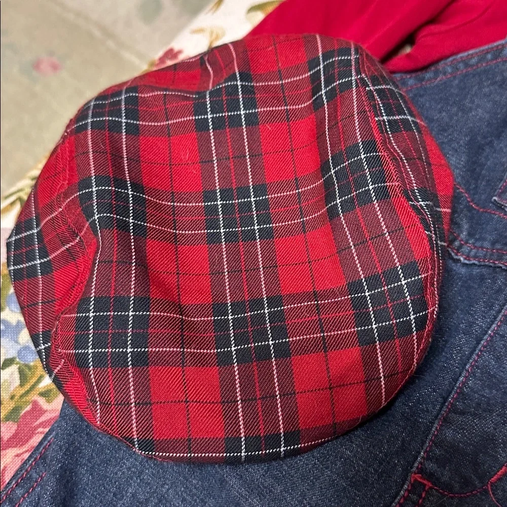 ADORABLE TCP DENIM SCOTTY DOG OVERALLS SHIRT HAT SET RED PLAID 3-6 MONTHS EUC - Picture 5 of 8